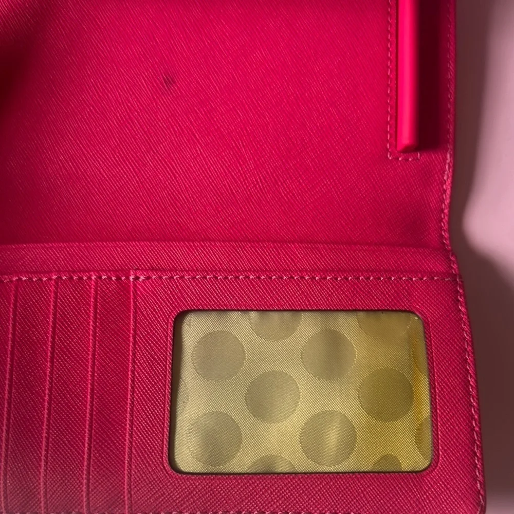Kate Spade Pink Wallet Sleek Fold-Over Design (Inside plastic is stained)